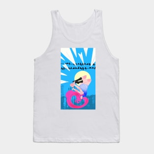 Paper plane beautiful woman upside down moon town and bird Tank Top